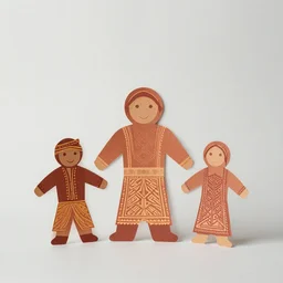 javanese paper dolls, studio lighting, random wall or scenery background