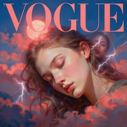 3 d, sci - fi, morning, sleepy fashion model face, sun, cinematic, clouds, lightning flashes, vogue cover style, poster art, light red and deep blue mood, realistic painting, intricate oil painting, high detail, figurative art, multiple exposure, poster art, 3 d, by tooth wu and wlop and beeple and greg rutkowski