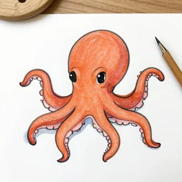 a cute octupus drawing a picture