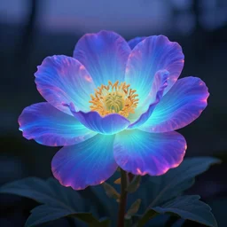 Luminescent flower blooming at twilight, cgsociety, r /art, trending on artstation, artstationHD, octane render, highly detailed, cel-shaded, vray, volumetric lighting, unreal engine