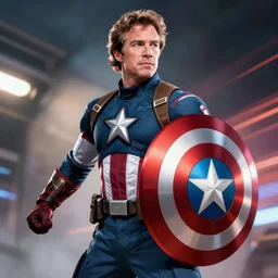 bob ross as captain america, dynamic lighting, cinematic, ultra detailed, trending on art station, stunning visuals, creative, fantasy concept art