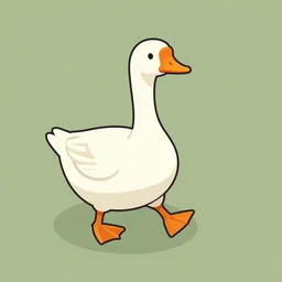 cartoon of a goose walking with big feet, isometric