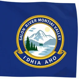 A flag representing Idaho's Salmon River mountain valley, vector graphic, vexillology,