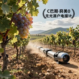 harvesting grapes in light speed enabled through technology, canon eos, advertisement for a big ag company