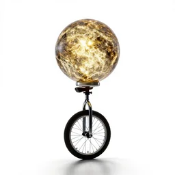 glowing unicycle, photorealistic, isolated on a pure white background, centered, entire object in frame, sharp focus, soft studio lighting