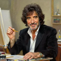 a painting of Bob Ross as The artist formally known as Prince