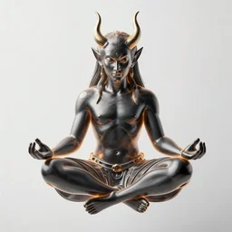 a demon meditating and floating, crisp 8 k line art, digital painting, artstation, unreal engine, octane render, emissive lighting, concept art, matte, sharp focus, hyper realistic lighting, illustration, art by junto ito and takato yamamoto and philippe druillet