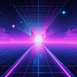 a portal in the sky, retrowave epic art, trending on art station