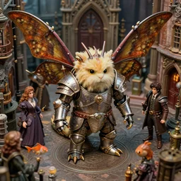 zoomed elevated pov portrait of tin toy fuzzy kaiju moth dragons wearing armour in victorian london, nicoletta ceccoli, mark ryden, lostfish, hyung tae, frank frazetta, depth of field, detailed and intricate gothic environment, 8 k resolution, hyperrealistic, octane render
