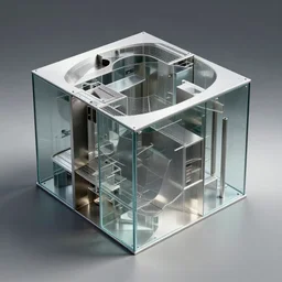 variation of box mass shape design, steel and glass, zahahadid, very detailed