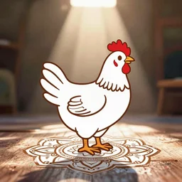 a chicken mandala for kids, vector line art