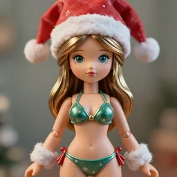 closeup profile portrait of tin toy santa elf snow bikini girl, depth of field, zeiss lens, detailed, symmetrical, centered, fashion photoshoot, by nicoletta ceccoli, mark ryden, lostfish, breathtaking, 8 k resolution, extremely detailed, beautiful, establishing shot, artistic, hyperrealistic, octane render