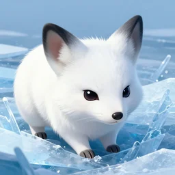 white furred vulpix frowning frozen in an ice floe, intricate, closeup, \ 4 \ k, artstation, digital illustration by ruan jia