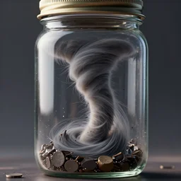 A tornado inside of a jar, This 4K HD image is Trending on Artstation, featured on Behance, well-rendered, extra crisp, features intricate detail and the style of Unreal Engine.