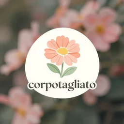 a logo of an art company that says corpotagliato in a bloom aesthetic neo perreo