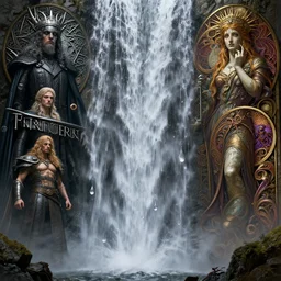 tears waterfall, fame of thrones, lord of daggers, neon, fibonacci, sweat drops, insane, intricate, highly detailed, digital painting, artstation, concept art, smooth, sharp focus, illustration, Unreal Engine 5, 8K, art by artgerm and greg rutkowski and alphonse mucha