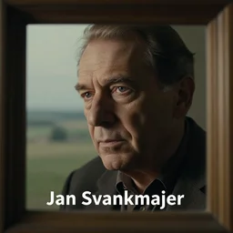 a closeup of vaclav havel in a frame from a jan svankmajer movie