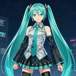Giant hologram of Hatsune miku in blade runner 2049, digital art, anime artwork, artstation, cgsociety