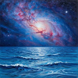 crayon painting of the ocean mixed with a nebula, by michal karcz, texture
