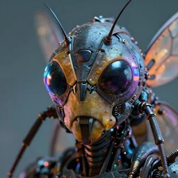 synthwave cyborg insect, detailed face, sharp focus, synthwave art, aesthetic, octane render, raw, cinematic
