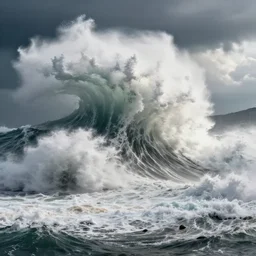 giant mega tsunami wave about to crash over hong kong, hyper detailed, cinematic, hyper realistic, dramatic light,