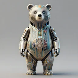 Bear cyborg, art deco design, by Mandy Jurgens and Warhol, Ernst Haeckel, James Jean, artstation, concept art