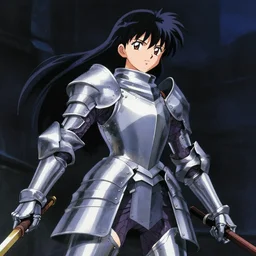 key anime visual portrait of a woman knight in ceremonial armor, dynamic pose, cinematic, film grain, designed by yoh yoshinari, detailed, intricate, at night