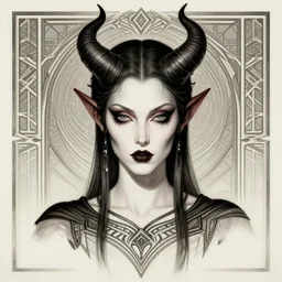 breathtaking detailed concept art painting art deco portrait of a satanic demon, by hsiao - ron cheng, bizarre compositions, exquisite detail, extremely moody lighting, 8 k