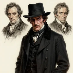 John Malkovich as a stark, gloomy detective from the 18th century, concept art by J.Dickenson and Greg Rutkowski
