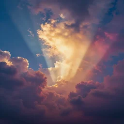 psychedelic clouds, god rays, volumetric lighting