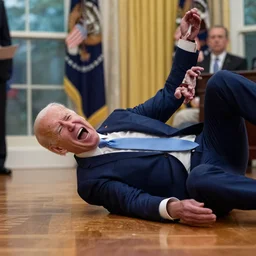 Joe Biden falling into the floor, screaming