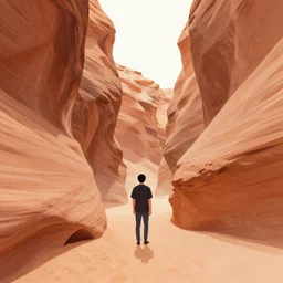 a drawing of a person standing in a canyon, an album cover by alson s. clark, tumblr contest winner, underground comix, concert poster, official art, poster art