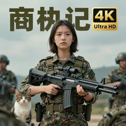 photo of the girl, her cat and her railgun, symmetrical, cinematic, real dlsr photography, sharp focus, 4 k, ultra hd, sense of awe, military journal cover