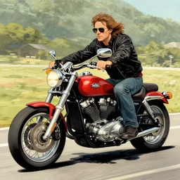 Neil Peart dreaming of motorcycles, by Greg Rutkowski,