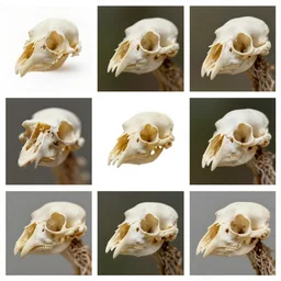 montage of style sheets, bird boneheads, macro photographs by naturalist, taxidermy