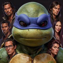 a study of cell shaded portrait very close up face of ninja turtle as  concept art, llustration, post grunge, concept art by A.C. Farley and wlop, by james jean, Victo ngai, David Rubín, Mike Mignola, Laurie Greasley, highly detailed, sharp focus, alien, Trending on Artstation, HQ, deviantart, art by artgem