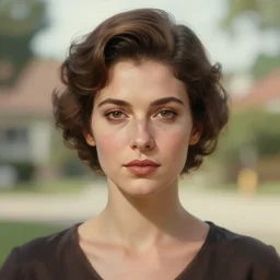 portrait of a surburb woman, 1 9 5 0, bokeh, intricate, elegant, highly detailed, digital painting, artstation, concept art, smooth, sharp focus, illustration, art by artgerm, greg rutkowski, gil elvgren, symmetry, natural light, 1 3 5 mm!!