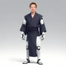 A full-body anime portrait of Mark Zuckerberg as a white robot wearing a kimono from Skyrim, by Stanley Artgerm Lau, WLOP, Rossdraws, James Jean, Andrei Riabovitchevy, Marc Simonetti, and Sakimichan, trending on artstation