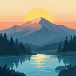 sunrise mountain water vector illustration digital art by arti chauhan trending on artstation