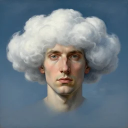 portrait of mister cloud by rene magritte, detailed painting, hd, hq, high resolution, high detail, 4 k, 8 k