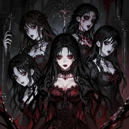 a dark picture comic featuring blood horror and goth anime girls, anime vampires, evil horror vibes