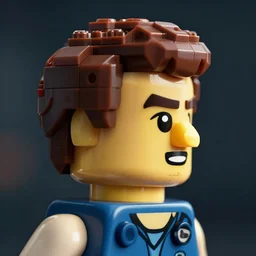 a profile picture of powerful francois legault as a lego, detailed face, portrait, face symmetry, character concept portrait by moebius and laurie greasley, profile picture, 8 k, cinematic color grading