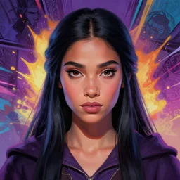 masterpiece head-on symmetrical centered painted portrait, Maya Ali as a mage, matte painting concept Blizzard pixar maya engine on stylized background splash comics global illumination lighting artstation, by lois van baarle, ilya kuvshinov, rossdraws