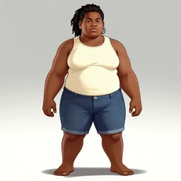 grand theft auto concept art of a masculine stocky buff fat black woman wearing leather jacket, cargo pants, tattoos, clothed!!!! buzzcut, snarl, badass, trending on art station