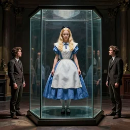 Alice in a glass prison, masterpiece by Edgar Maxence and Ross Tran and Michael Whelan, gustav dore, 8k, octane render