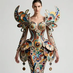 a model wearing an intricate ornate design floral fractals combat dress intricate detailed anny leibovitz, greg rutkowski, paolo roversi, ( ( ( mucha ) ) ) ( ( ( iris van herpen ) ) )