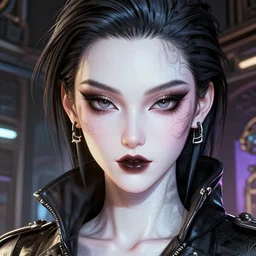 closeup portrait of an absurdly beautiful, graceful, sophisticated, fashionable cyberpunk gravure idol, an ultrafine hyperdetailed illustration by kim jung gi, irakli nadar, matt wisniewski style, fashion photography, intricate linework, porcelain skin, unreal engine 5 highly rendered, global illumination, radiant light, detailed and intricate environment
