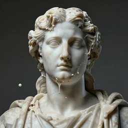a renessance figure made out of marble. emotional face disintegrating and melting. by wlop. stylized. dramatic lighting, sharp, highly detailed, octane render, cinematic