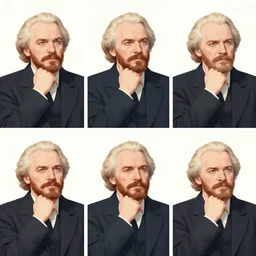 a 3 x 3 grid showing an animated sequence of lenin contemplating.