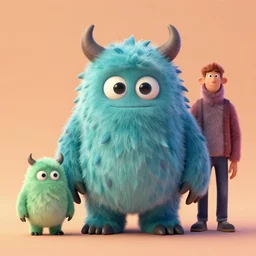 funny furry cute little monster by artgerm and beeple and charlie bowater, soft lighting, solid background,